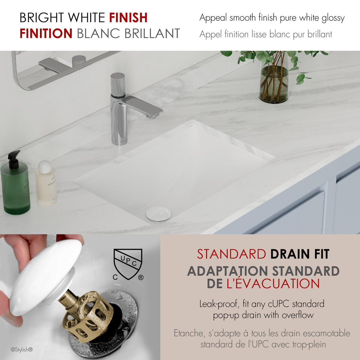 Stylish Trendy 18" White Porcelain Undermount Basin Bathroom Sink with Ceramic Pop Up Drain Included P-201D