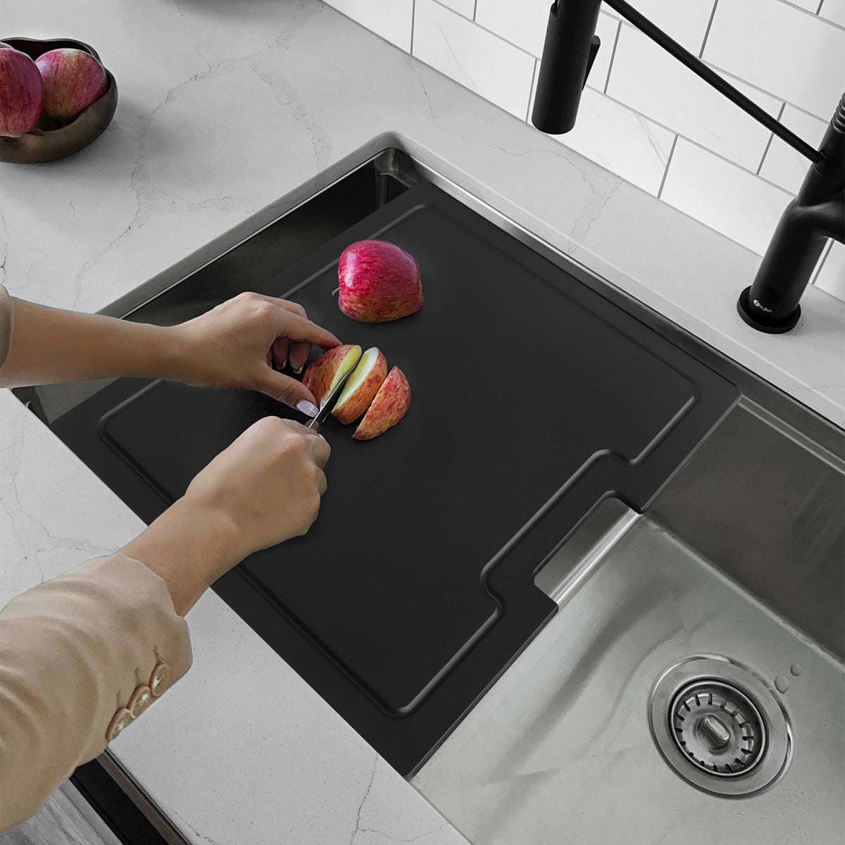 Stylish Wood Fiber Workstation Sink Black Cutting Board A-930