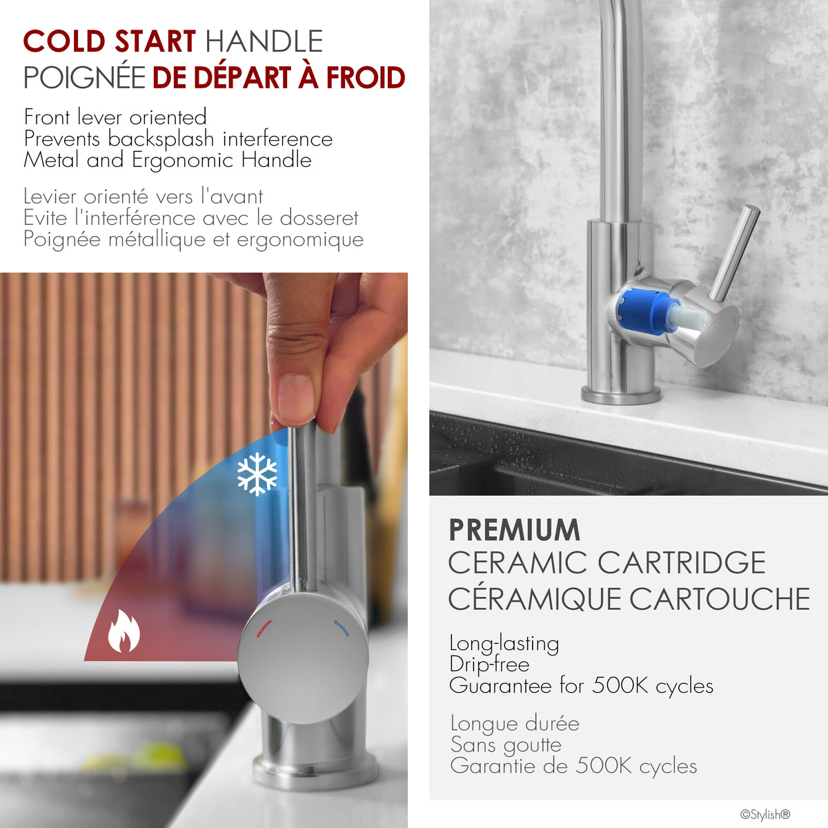 Stylish Modena Single Handle Pull Down Kitchen Faucet with Reverse Osmosis Polish Chrome K-131CR