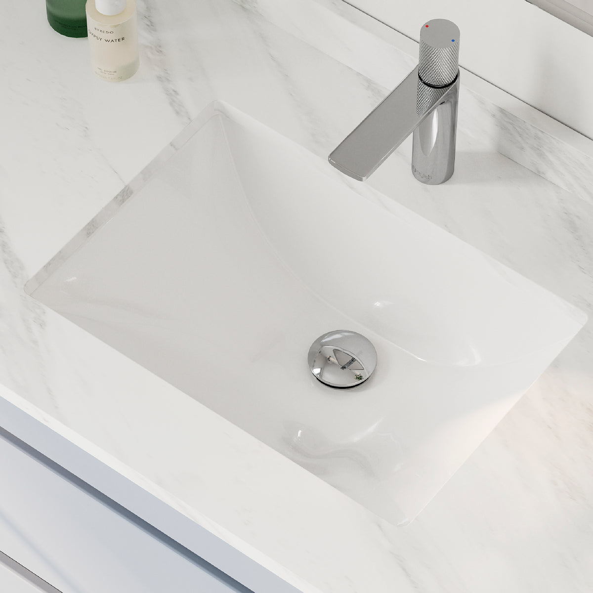 Stylish Trendy 18" White Porcelain Undermount Bathroom Sink Unboxed P-201U