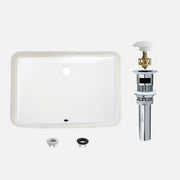 Stylish Sharp 21" White Porcelain Undermount Basin Bathroom Sink with Ceramic Pop Up Drain Included P-203D