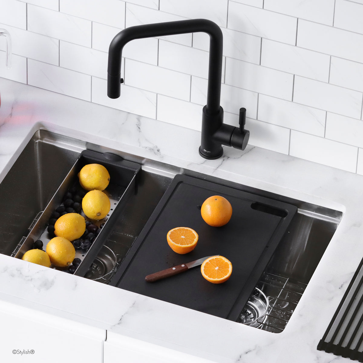 Stylish Workstation Sink Black Cutting Board A-917