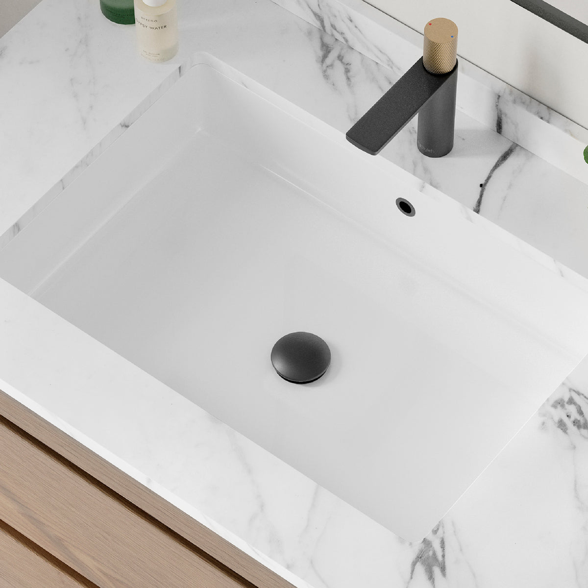 Stylish Pop-Up Drain Matte Black Ceramic Cap H-06