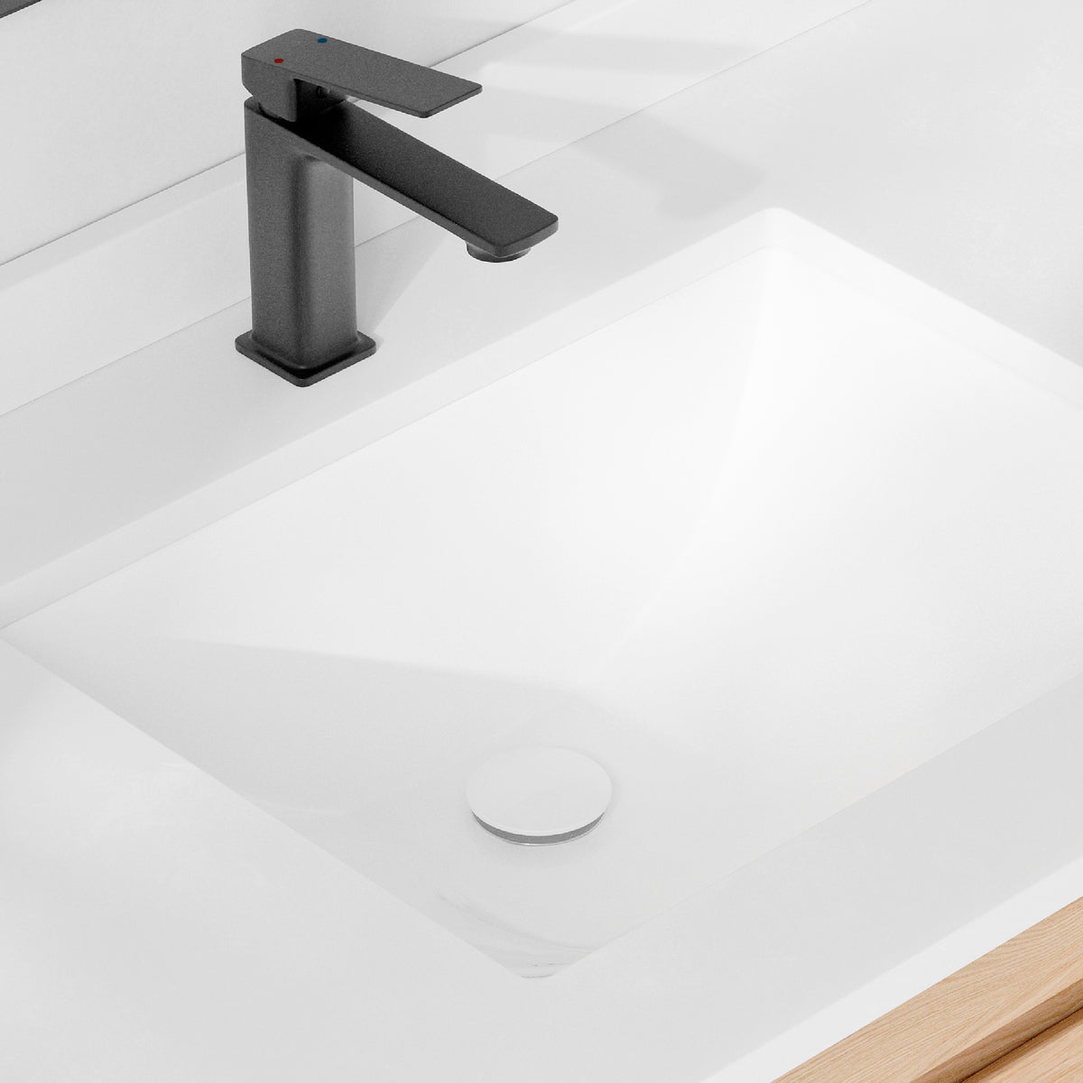 Stylish Undermount Sink Pop-Up Drain with White Ceramic Cap with Overflow D-701H