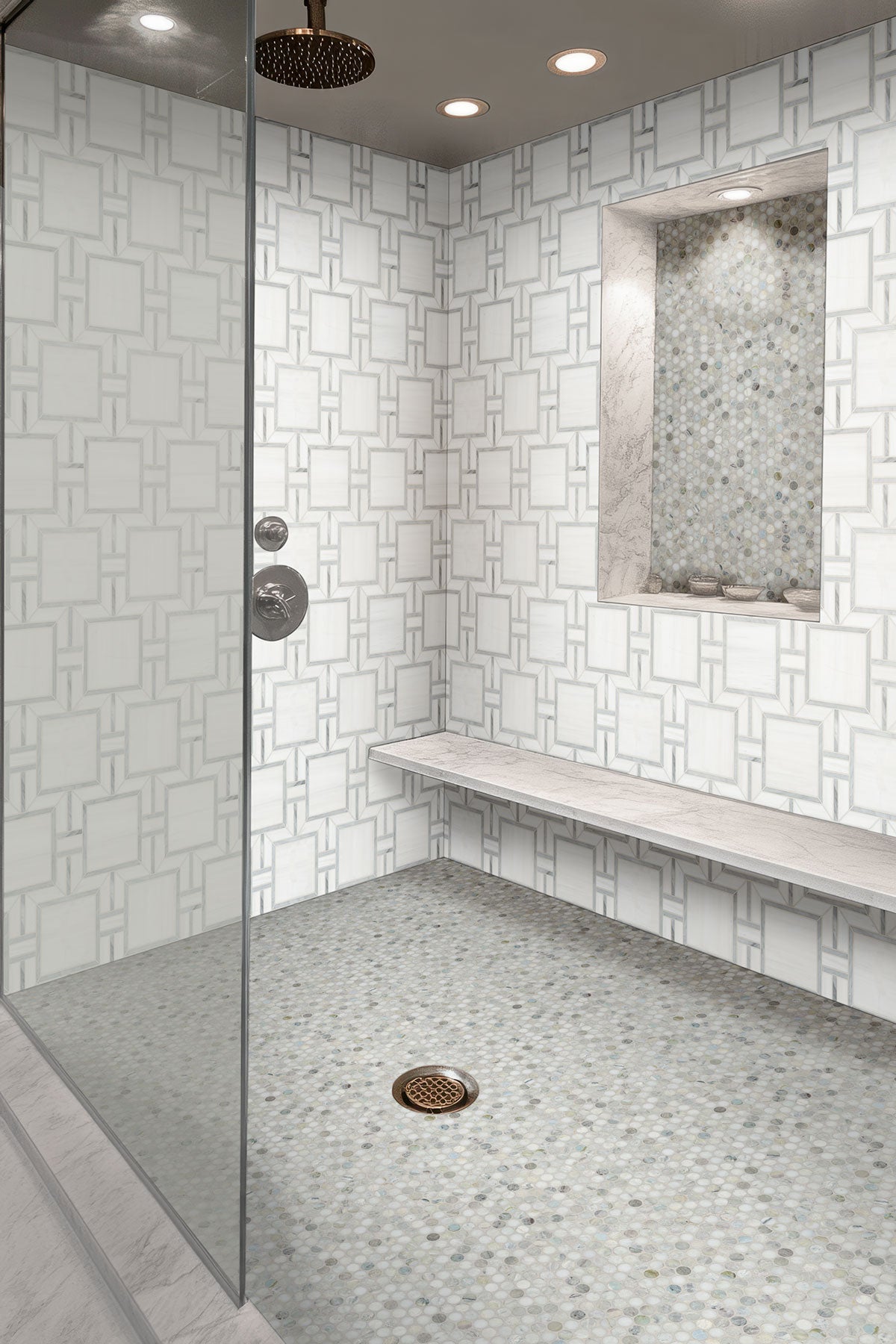 MSI Surfaces Backsplash Bianco Dolomite Alana Polished Mosaic Tile