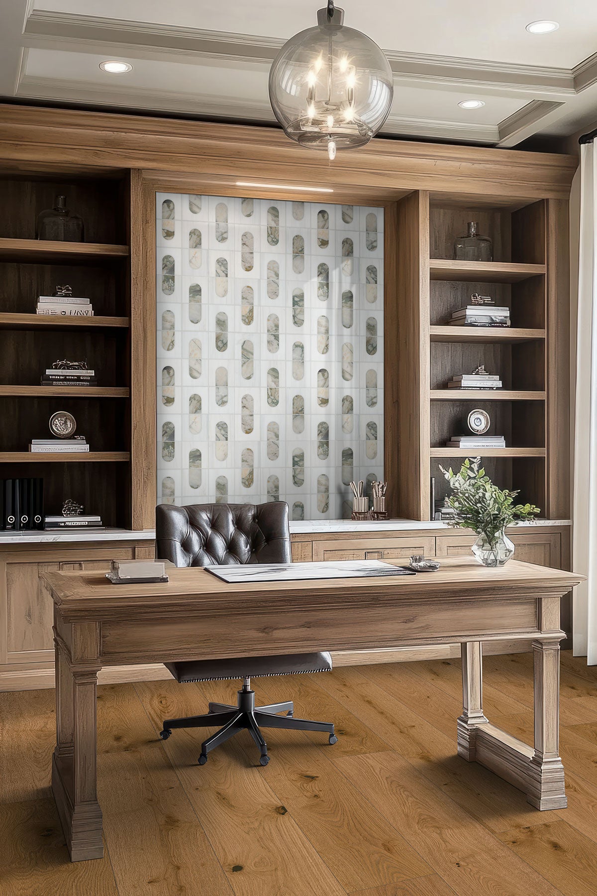 MSI Bianco Dolomite Moderno Polished Marble mosaic (SMOT-BIANDOL-MODP) – MSI room scene