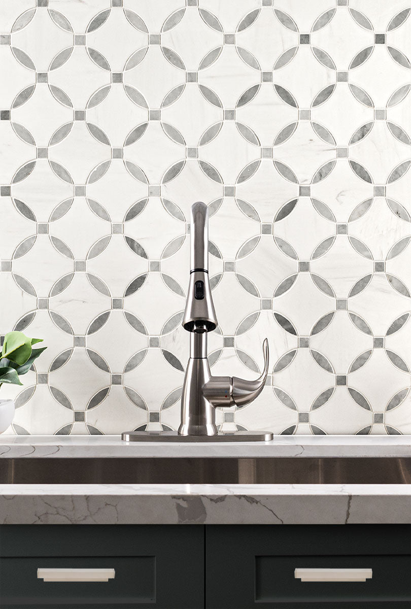 MSI Bianco Dolomite Lola Polished Marble mosaic (SMOT-BIANDOL-LOLP) – MSI room scene
