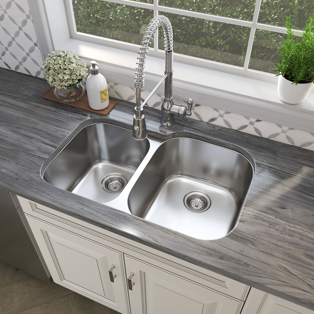 MSI Bianco Dolomite Lola Polished Marble mosaic (SMOT-BIANDOL-LOLP) – MSI room scene (kitchen)