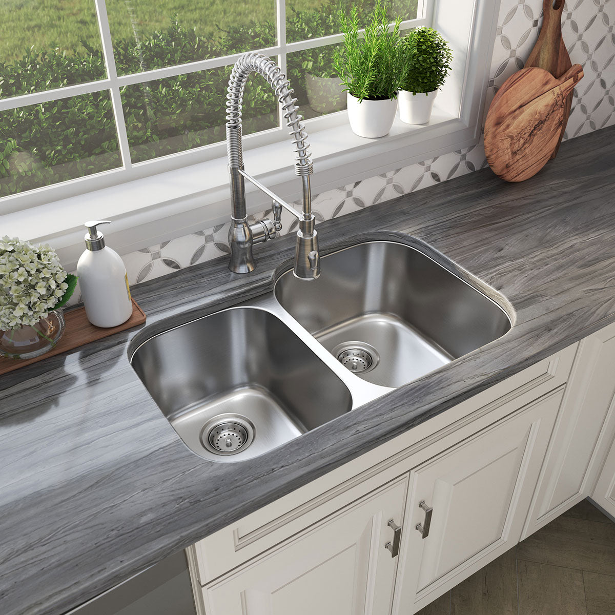 MSI Bianco Dolomite Lola Polished Marble mosaic (SMOT-BIANDOL-LOLP) – MSI room scene (kitchen)