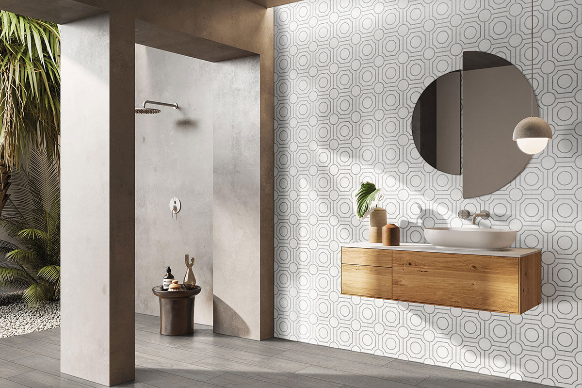 MSI Bianco Dolomite Regency Polished Marble mosaic (SMOT-BIANDOL-REGP) – MSI room scene