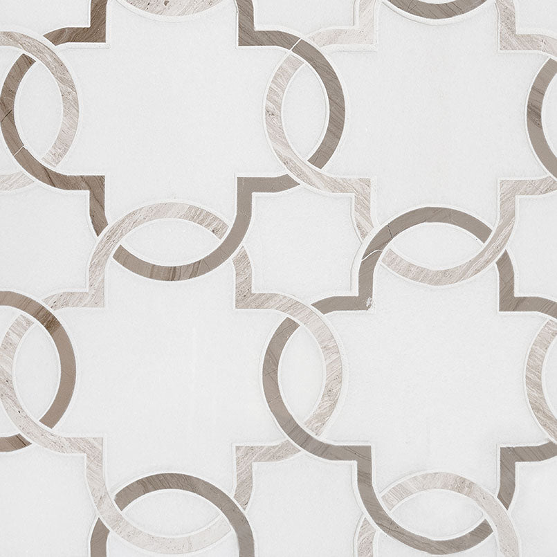 MSI Bianco Quatrefoil Polished Marble mosaic (SMOT-BIA-QTRFOILP) – MSI product image