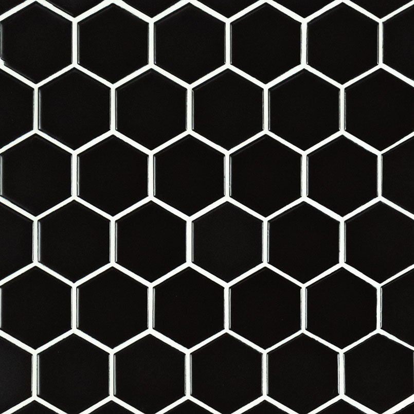 MSI Black 2 x 2 Matte Porcelain mosaic (SMOT-PT-RETNERO-2HEXM) – MSI product image