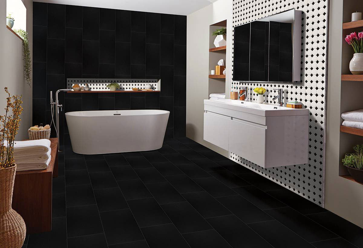 MSI White and Black Octagon Matte Porcelain mosaic (SMOT-PT-RETBIA-2OCTM) – MSI room scene