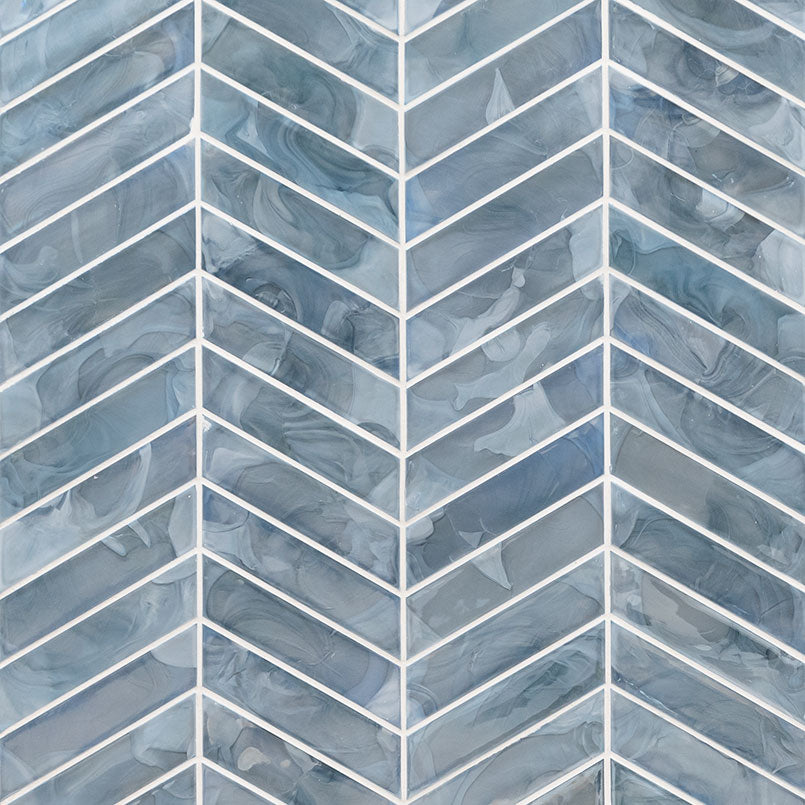 MSI Blue Shimmer Chevron Glass mosaic (SMOT-GLS-BLUSHICH6MM) – MSI product image