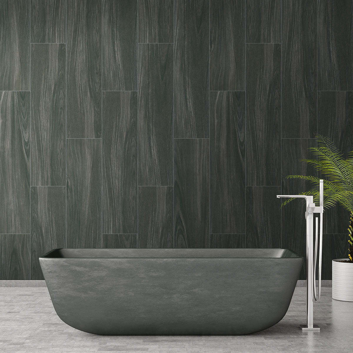 MSI Braxton Midnight 10 x 40 Matte Porcelain tile (NBRAMID10X40) – MSI room scene (bathroom)