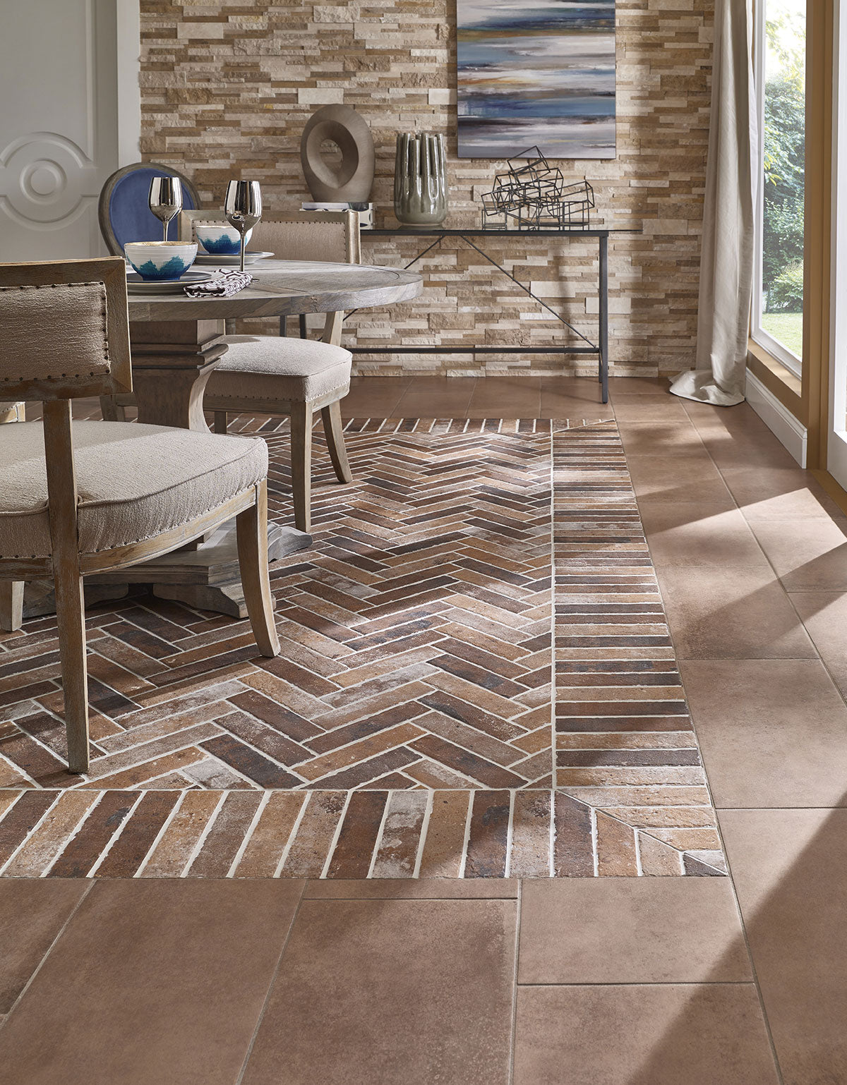 MSI Capella Red Brick 2 x 10 Matte Porcelain tile (NCAPREDBRI2X10) – MSI room scene (living room)