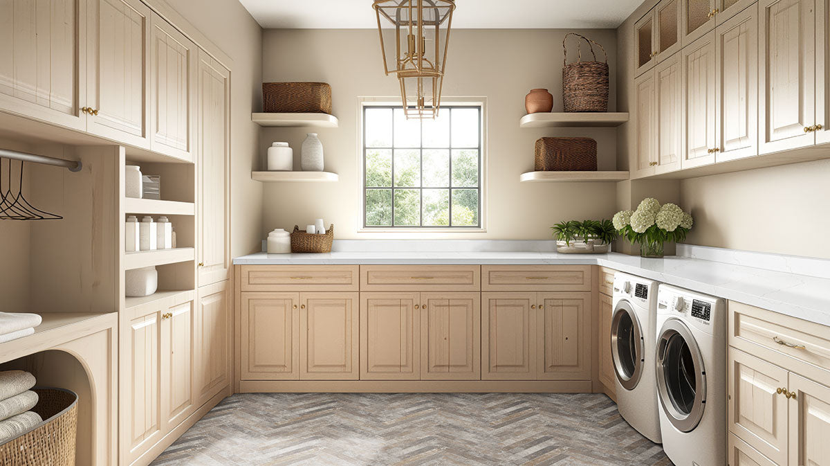 MSI Rustique Red Brick 2 x 18 Matte Porcelain tile (NCAPRUSREDBRI2X18) – MSI room scene (laundry room)