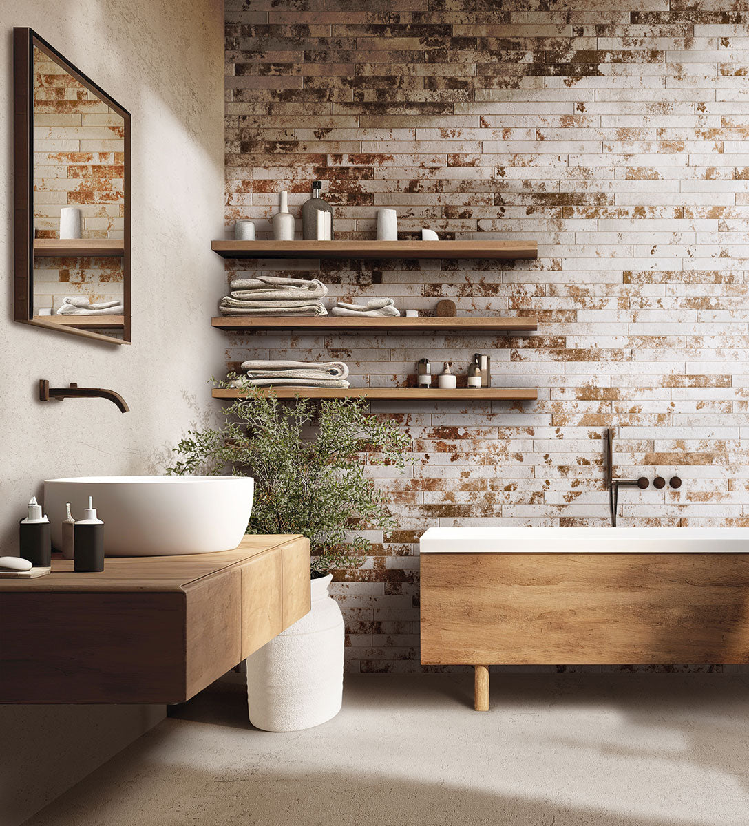 MSI Rustique White Brick 2 x 18 Matte Porcelain tile (NCAPRUSWHIBRI2X18) – MSI room scene (bathroom)