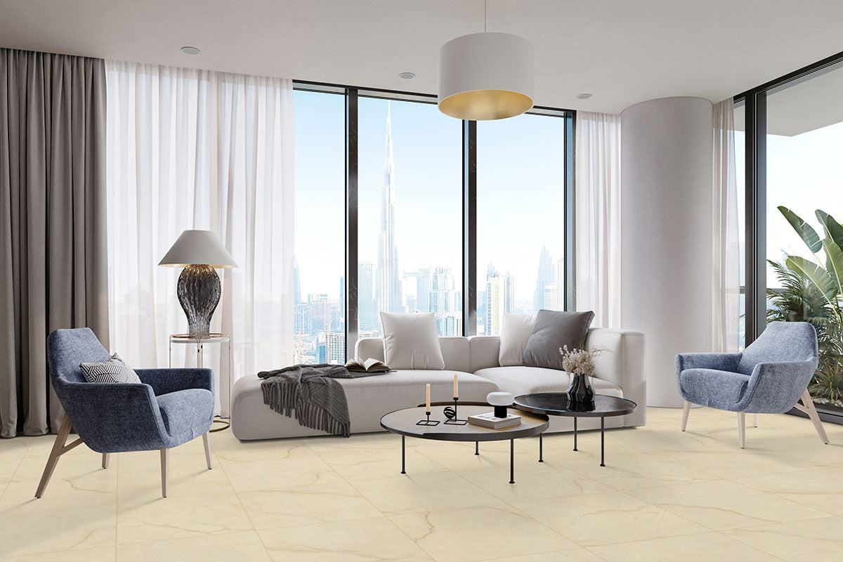 MSI Brighton Crema 12 x 24 Matte Porcelain tile (NBRICRE1224) – MSI room scene (living room)