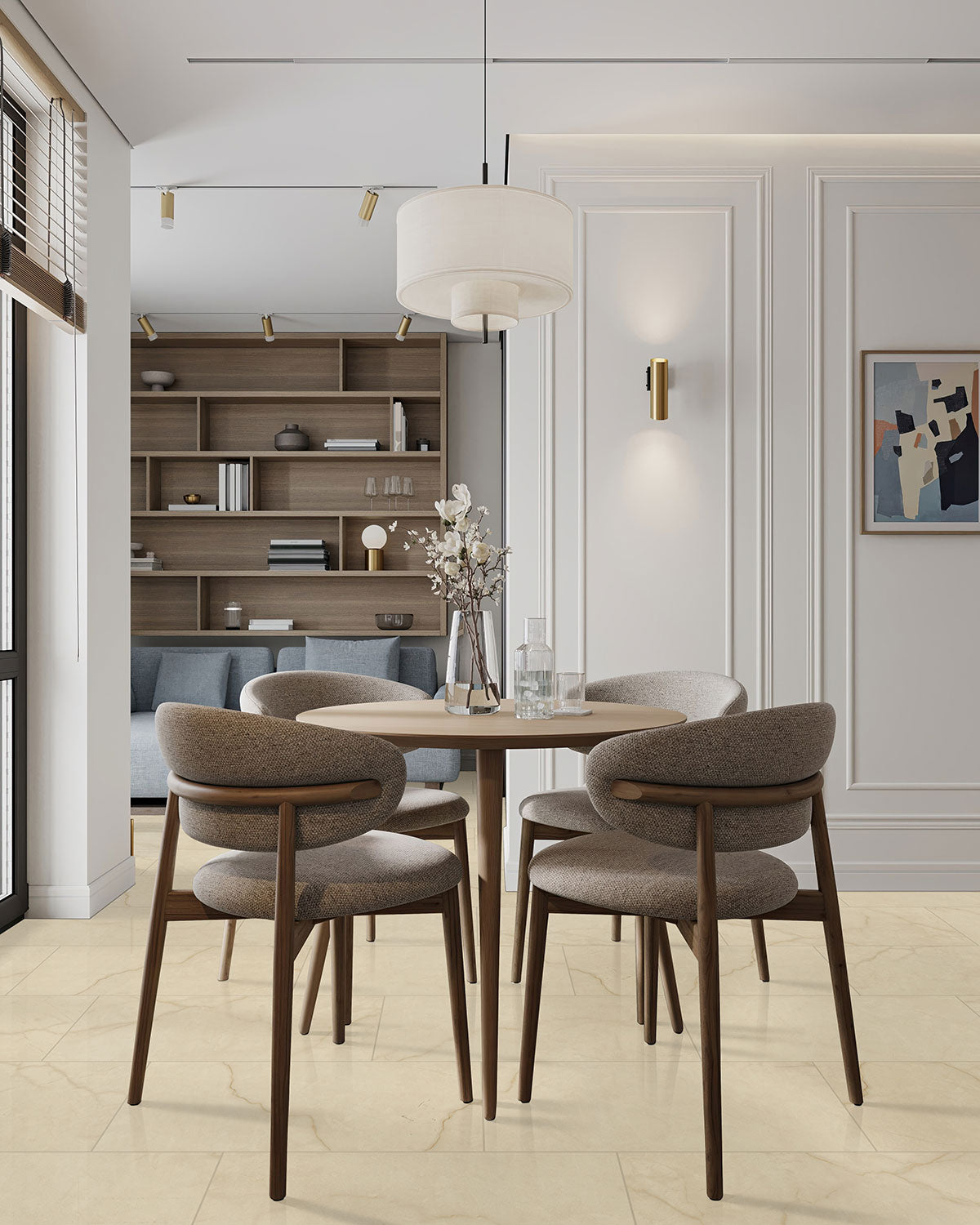 MSI Brighton Crema 24 x 48 Matte Porcelain tile (NBRICRE2448) – MSI room scene (living room)