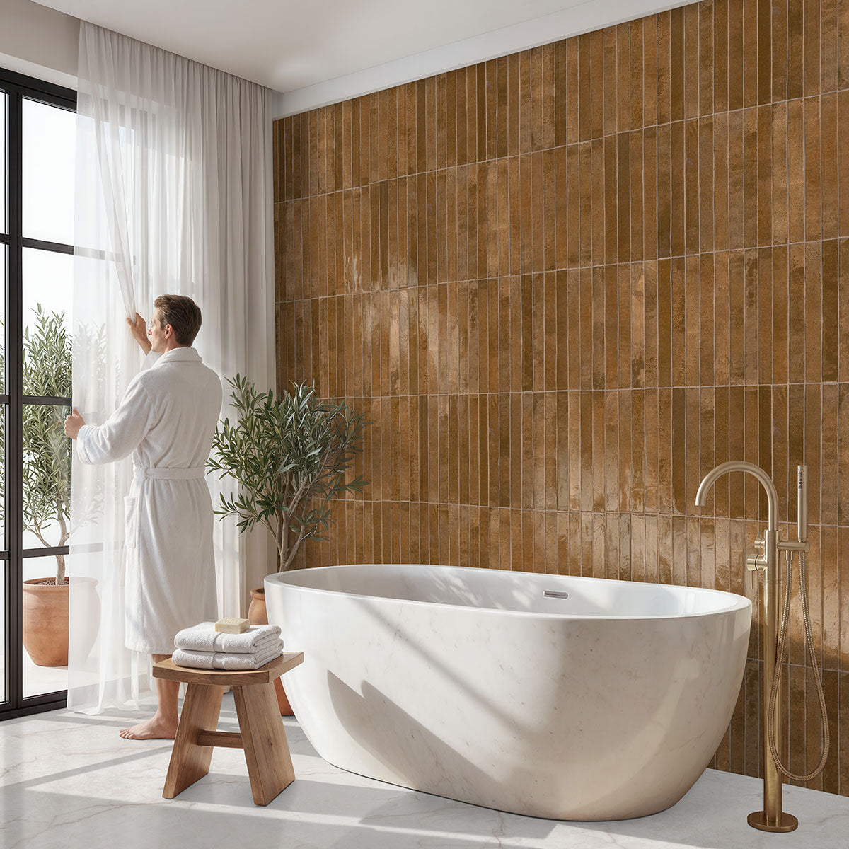 MSI Brighton Gold 3 x 24 Matte Porcelain trim (NBRIGOL3X24BN) – MSI room scene (bathroom)