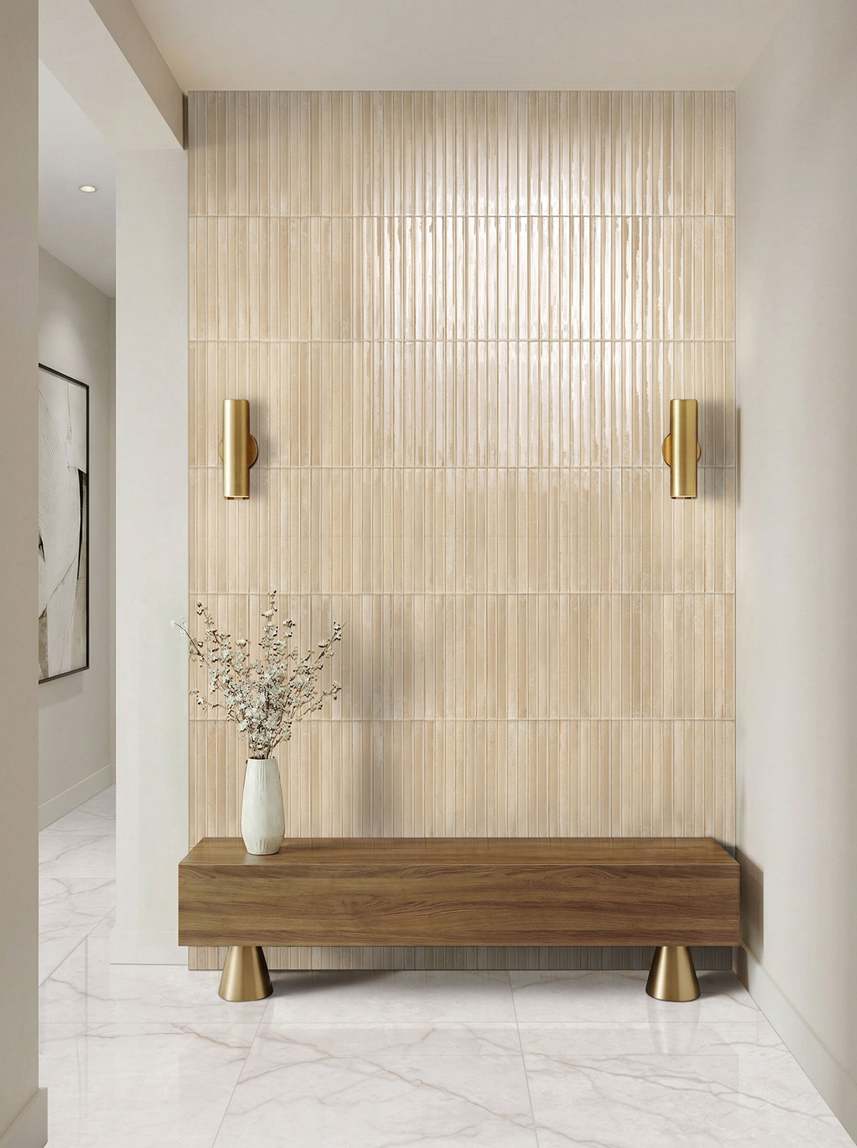 MSI Brighton Gold 24 x 24 Matte Porcelain tile (NBRIGOL2424) – MSI room scene (entryway)