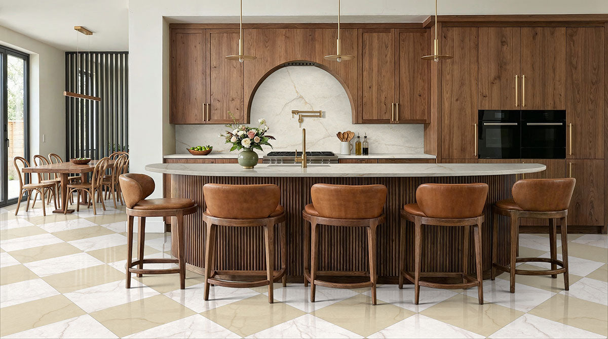 MSI Brighton Gold 24 x 48 Matte Porcelain tile (NBRIGOL2448) – MSI room scene (kitchen)