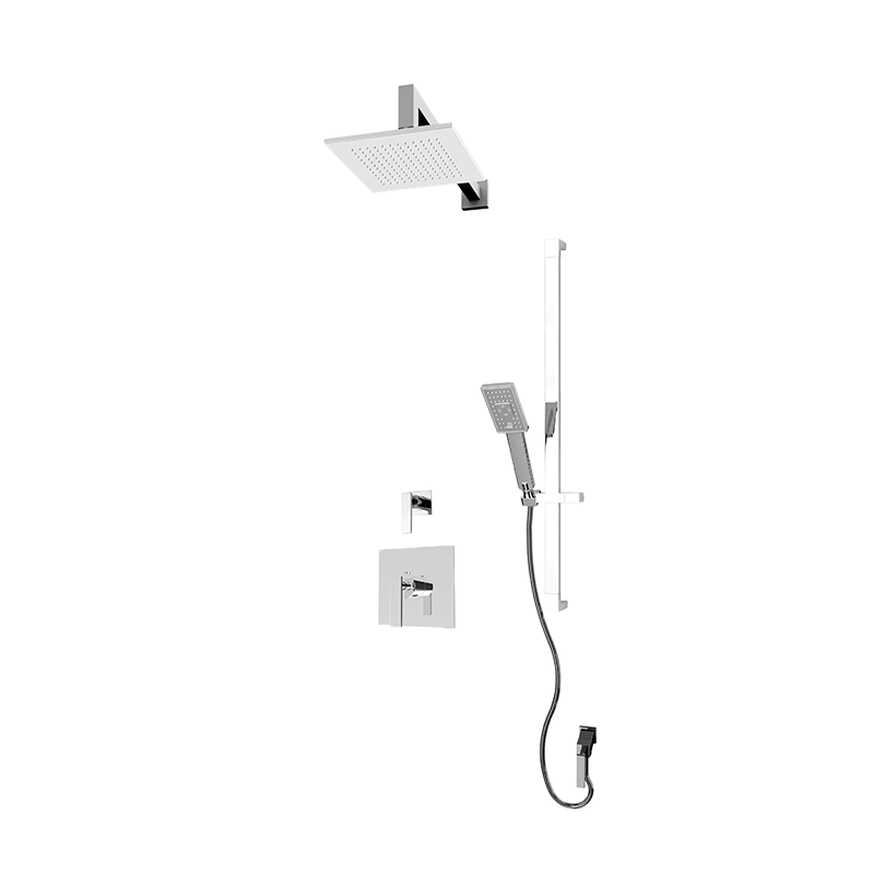 Rubi Quatro 3/4" Thermostatic Shower Set with 8" Square Shower Head and 16" Horizontal Arm Chrome RQT911CC