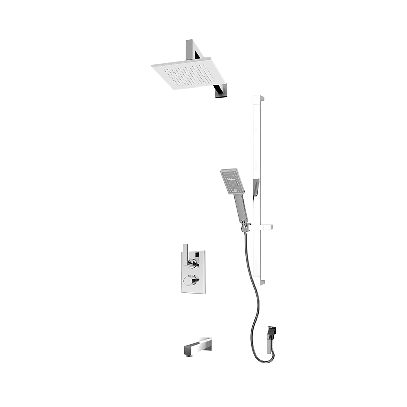Rubi Quatro 1/2" Thermostatic Shower Set with 8" Square Shower Head and 16" Horizontal Arm Chrome RQT813CC