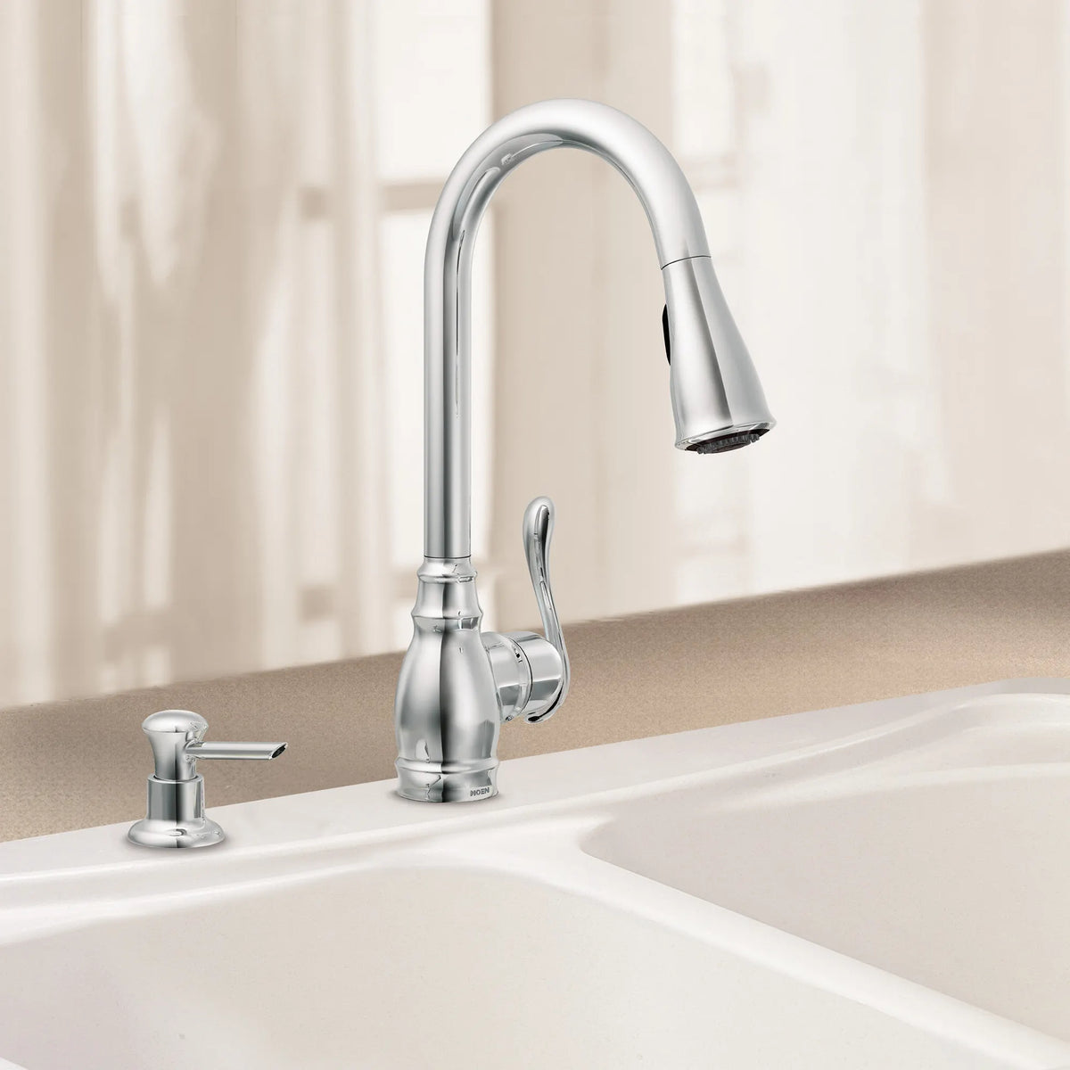 Moen Anabelle Single-Handle High-Arc Pulldown Kitchen Faucet CA87003 in Chrome (CA87003) - view 6