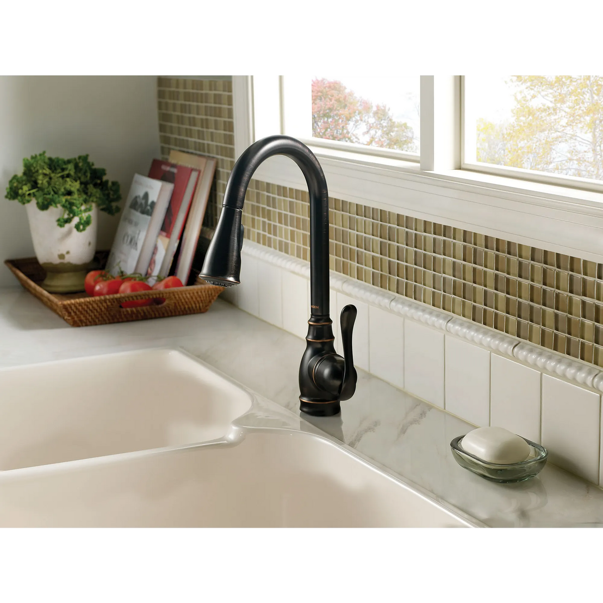 Moen Anabelle Single-Handle High-Arc Pulldown Kitchen Faucet CA87003 in Mediterranean Bronze (CA87003BRB) - view 3