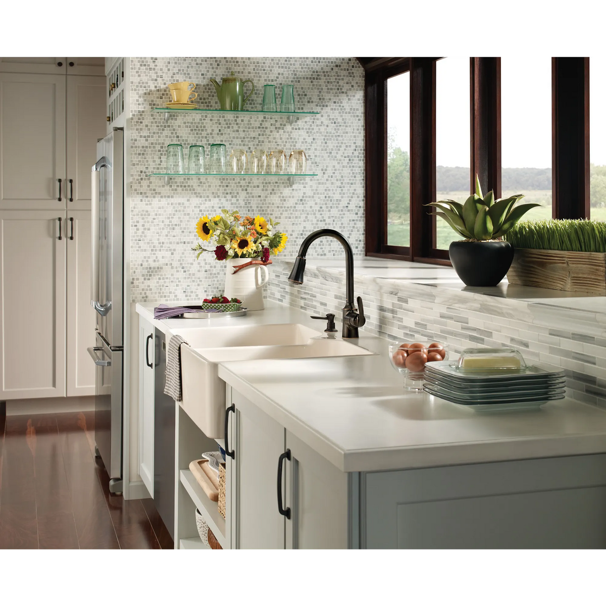 Moen Bayhill Single-Handle High-Arc Pulldown Kitchen Faucet CA87094 in Mediterranean Bronze (CA87094BRB) - view 3