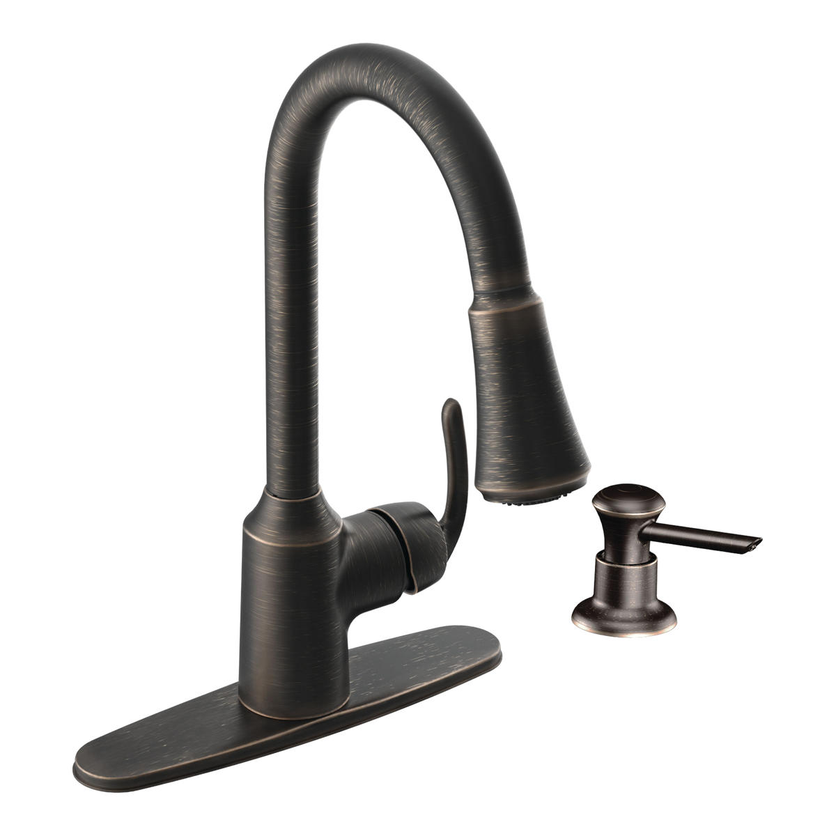Moen Bayhill Single-Handle High-Arc Pulldown Kitchen Faucet CA87094 in Mediterranean Bronze (CA87094BRB)