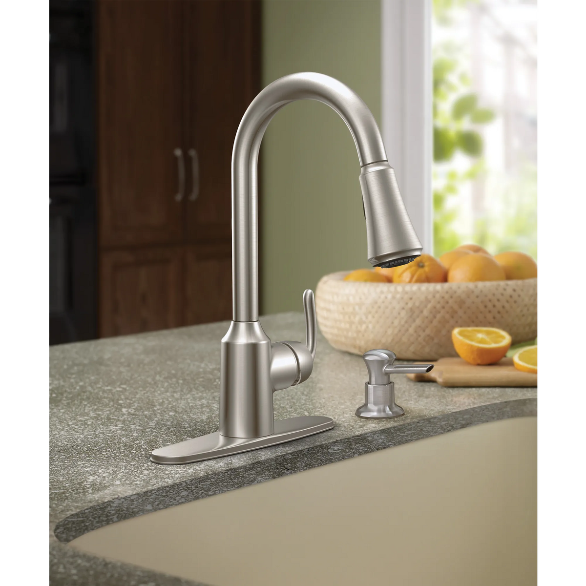 Moen Bayhill Single-Handle High-Arc Pulldown Kitchen Faucet CA87094 in Spot Resist Stainless (CA87094SRS) - view 2