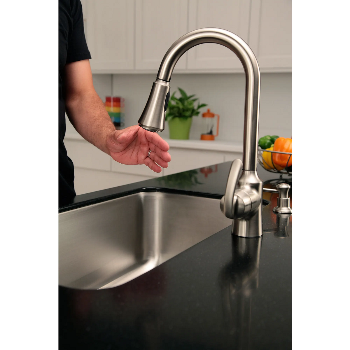 Moen Bayhill Single-Handle High-Arc Pulldown Kitchen Faucet CA87094 in Spot Resist Stainless (CA87094SRS) - view 4