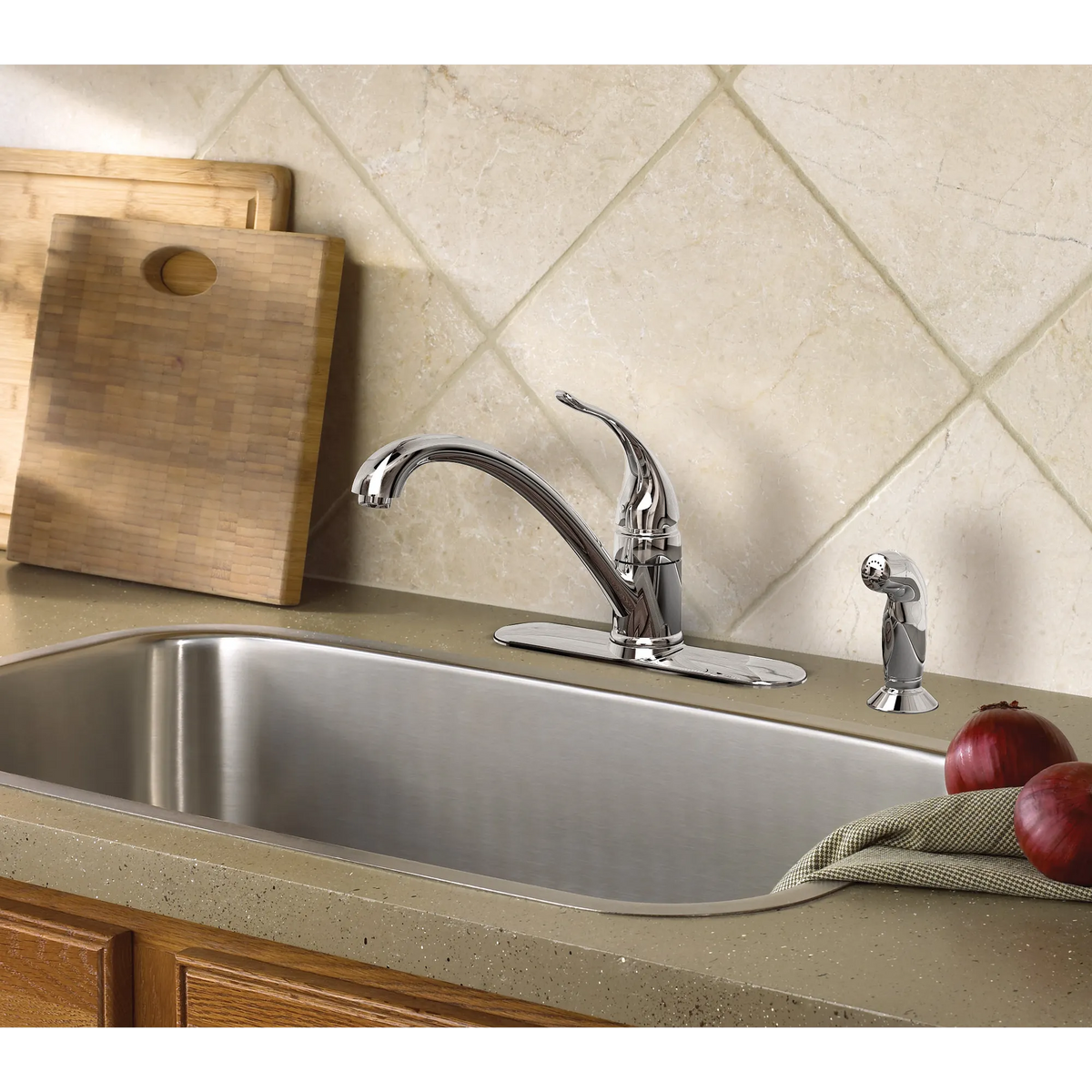 Moen Torrance Single-Handle Low-Arc Kitchen Faucet CA87480 in Chrome (CA87480) - view 5