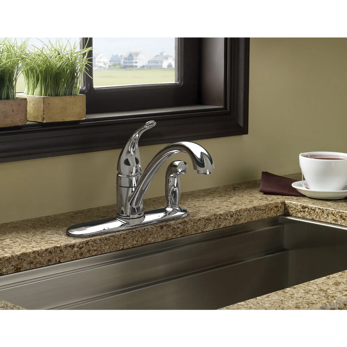 Moen Torrance Single-Handle Low-Arc Kitchen Faucet CA87484 in Chrome (CA87484) - view 2