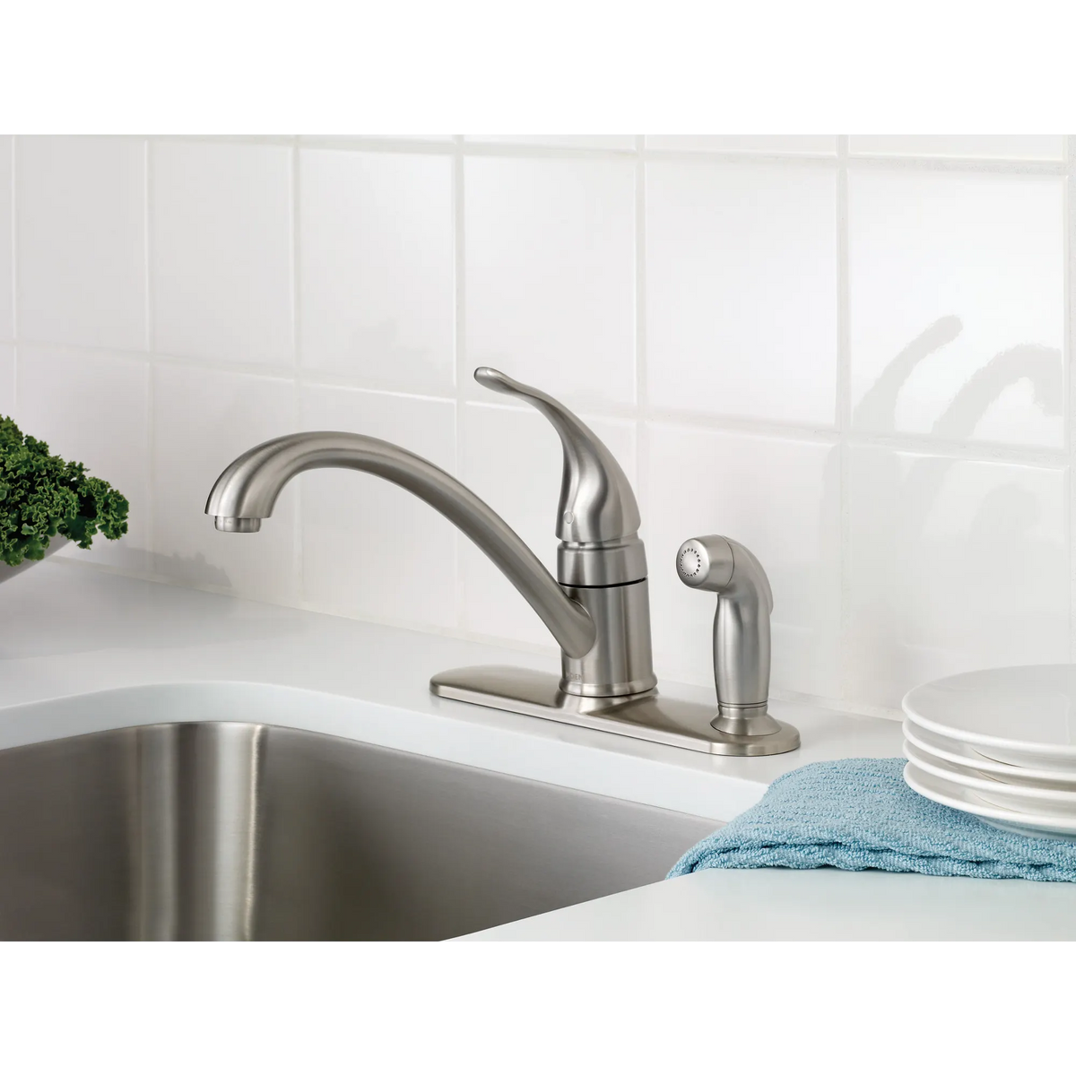 Moen Torrance Single-Handle Low-Arc Kitchen Faucet CA87484 in Spot Resist Stainless (CA87484SRS) - view 2