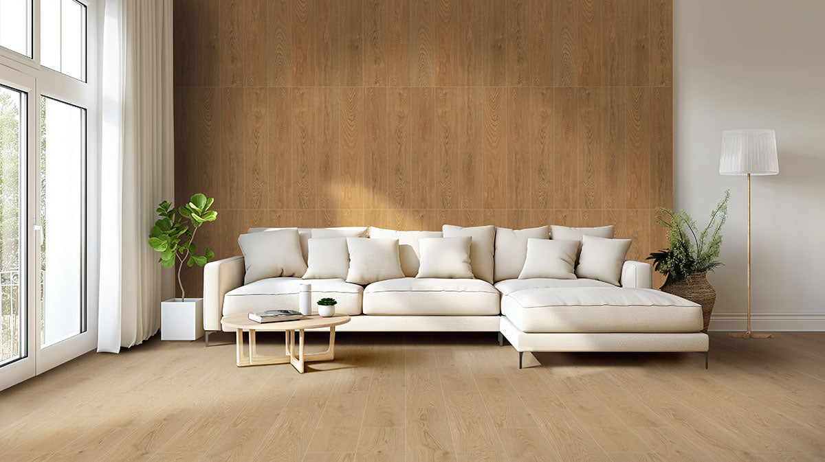 MSI Cabana Blonde 9 x 47 Matte Porcelain tile (NCABBLO9X47) – MSI room scene (living room)