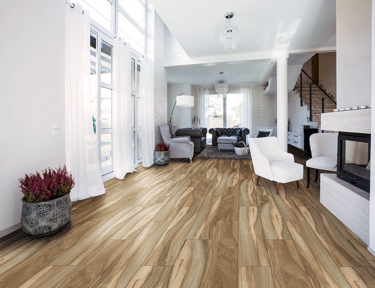 MSI Aspenwood Café 9 x 48 Matte Porcelain tile (NASPCAF9X48) – MSI room scene
