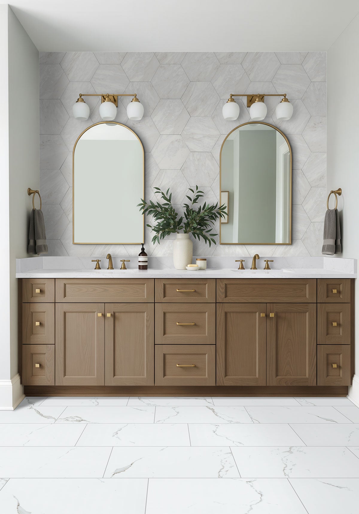 MSI Geoglam Calacatta 11 x 13 Matte Porcelain tile (NGEOCAL11X13) – MSI room scene (bathroom)