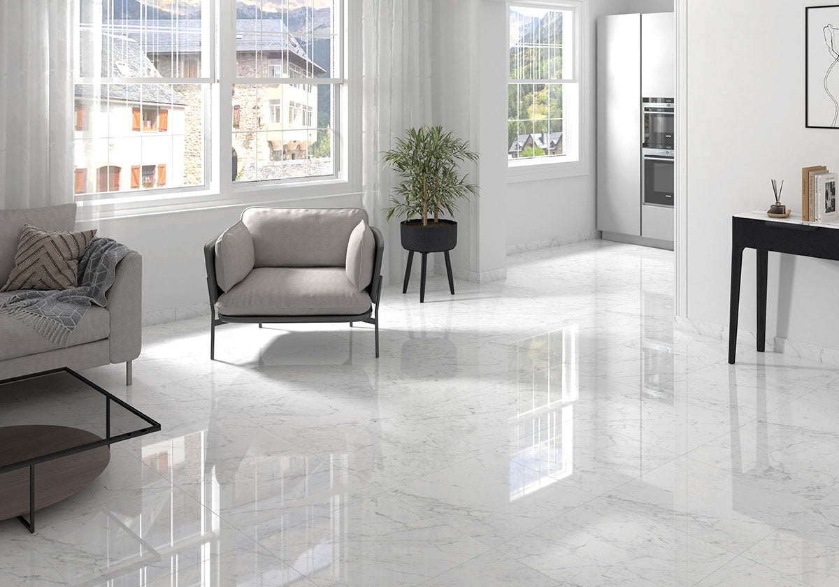 MSI Kaya Carrara Bianco 24 x 48 Polished Porcelain tile (NKAYCARBIA2448P) – MSI room scene