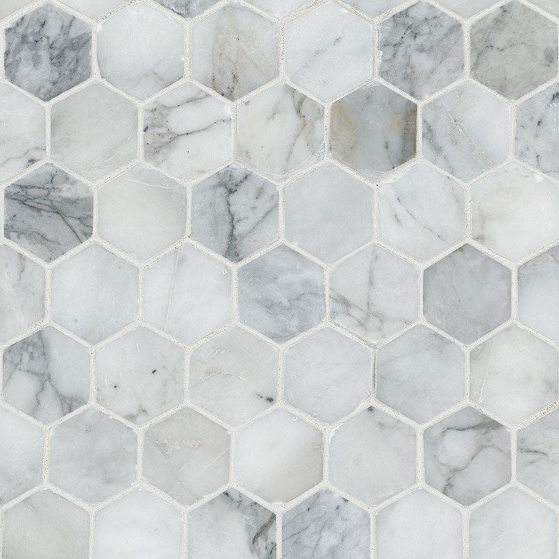 MSI Calacatta Cressa 2" Hexagon Honed Marble mosaic (SMOT-CALCRE-2HEXH) – MSI product image