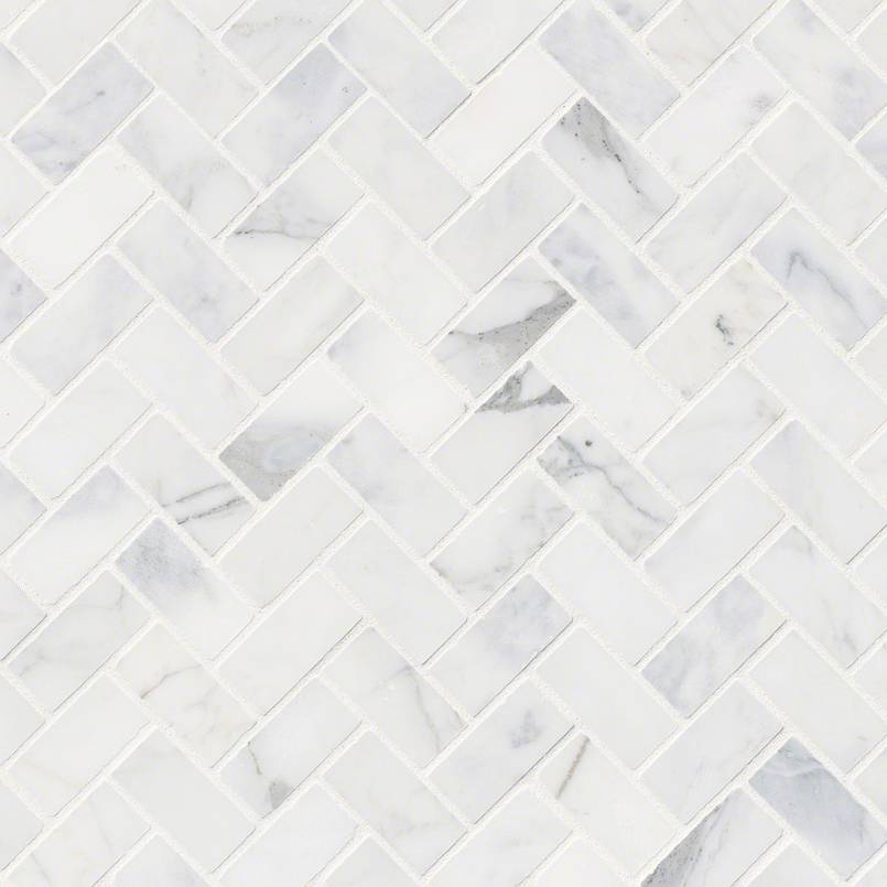MSI Calacatta Cressa Herringbone Honed Marble mosaic (SMOT-CALCRE-HBH) – MSI product image