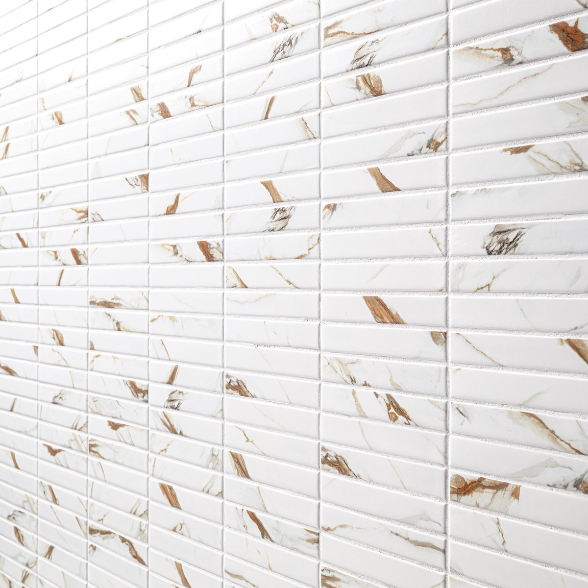 MSI Calacatta Gold 1 x 6 Matte Porcelain mosaic (SMOT-PT-CALGLD-1X6STM) – MSI product image