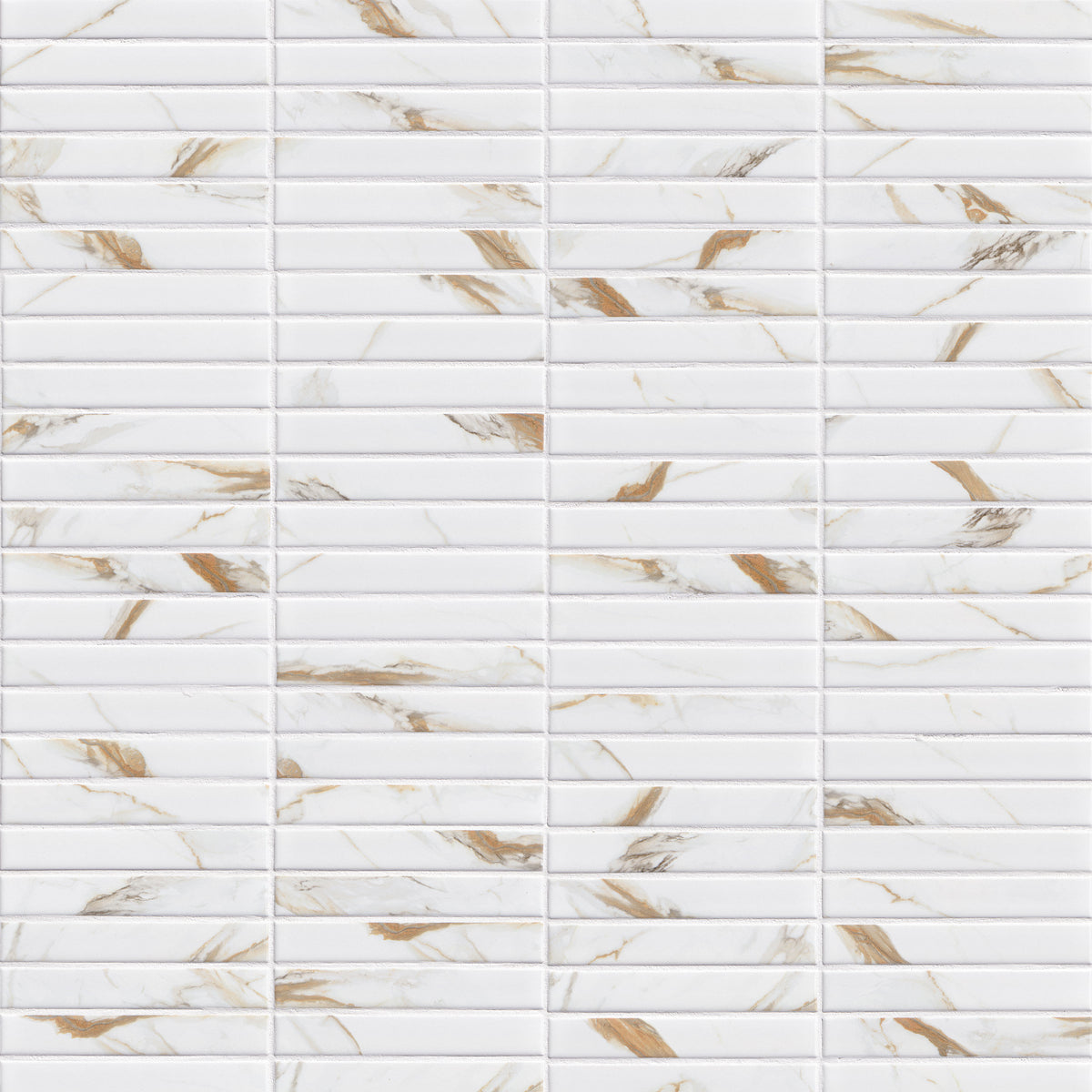 MSI Calacatta Gold 1 x 6 Matte Porcelain mosaic (SMOT-PT-CALGLD-1X6STM) – MSI product image