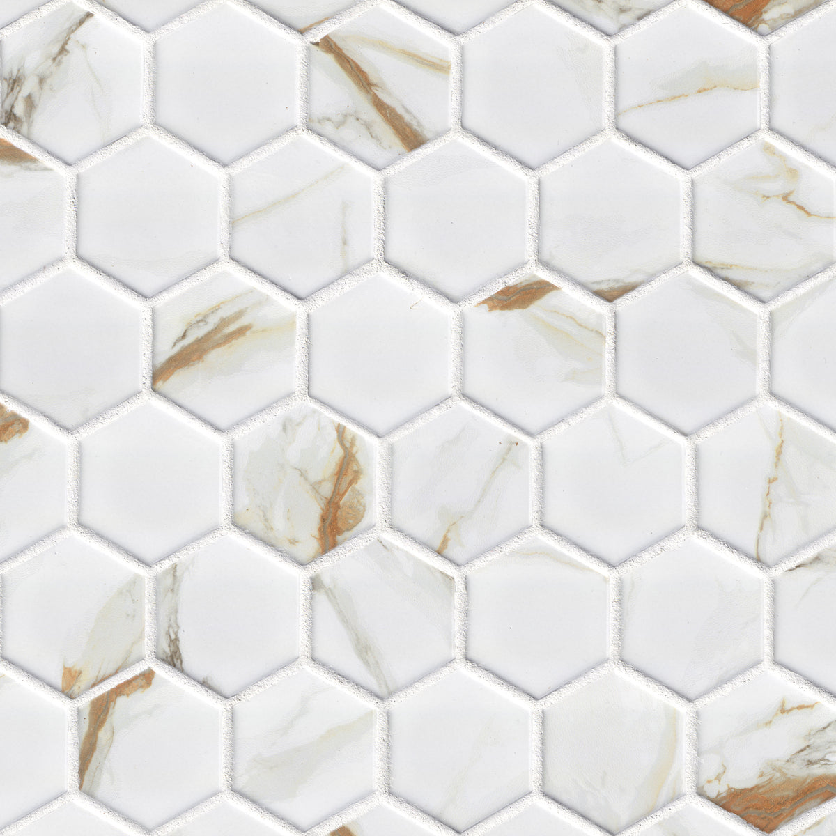 MSI Calacatta Gold 2" Hexagon Matte Porcelain mosaic (SMOT-PT-CALGLD-2HEXM) – MSI product image