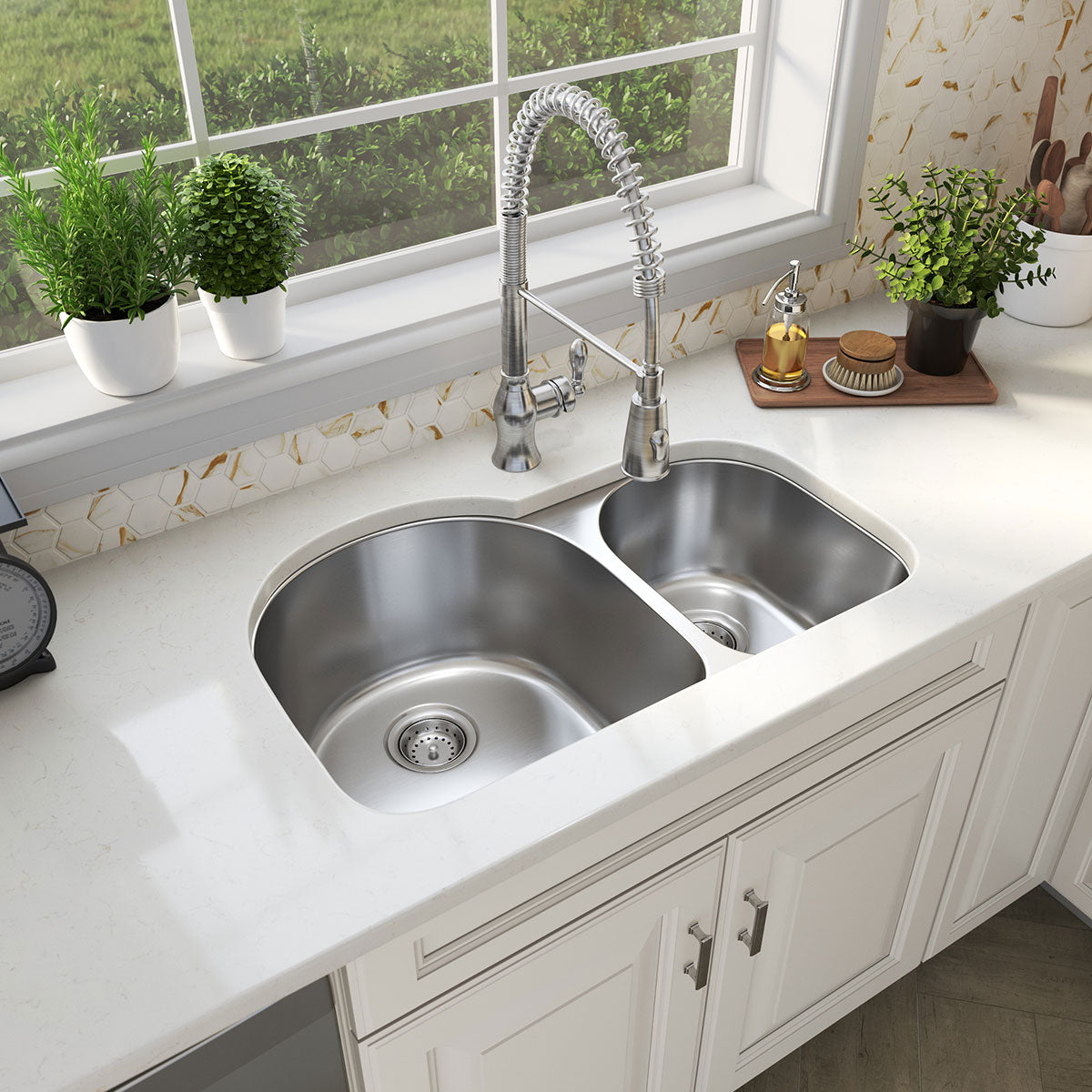 MSI Calacatta Gold 2" Hexagon Matte Porcelain mosaic (SMOT-PT-CALGLD-2HEXM) – MSI room scene (kitchen)