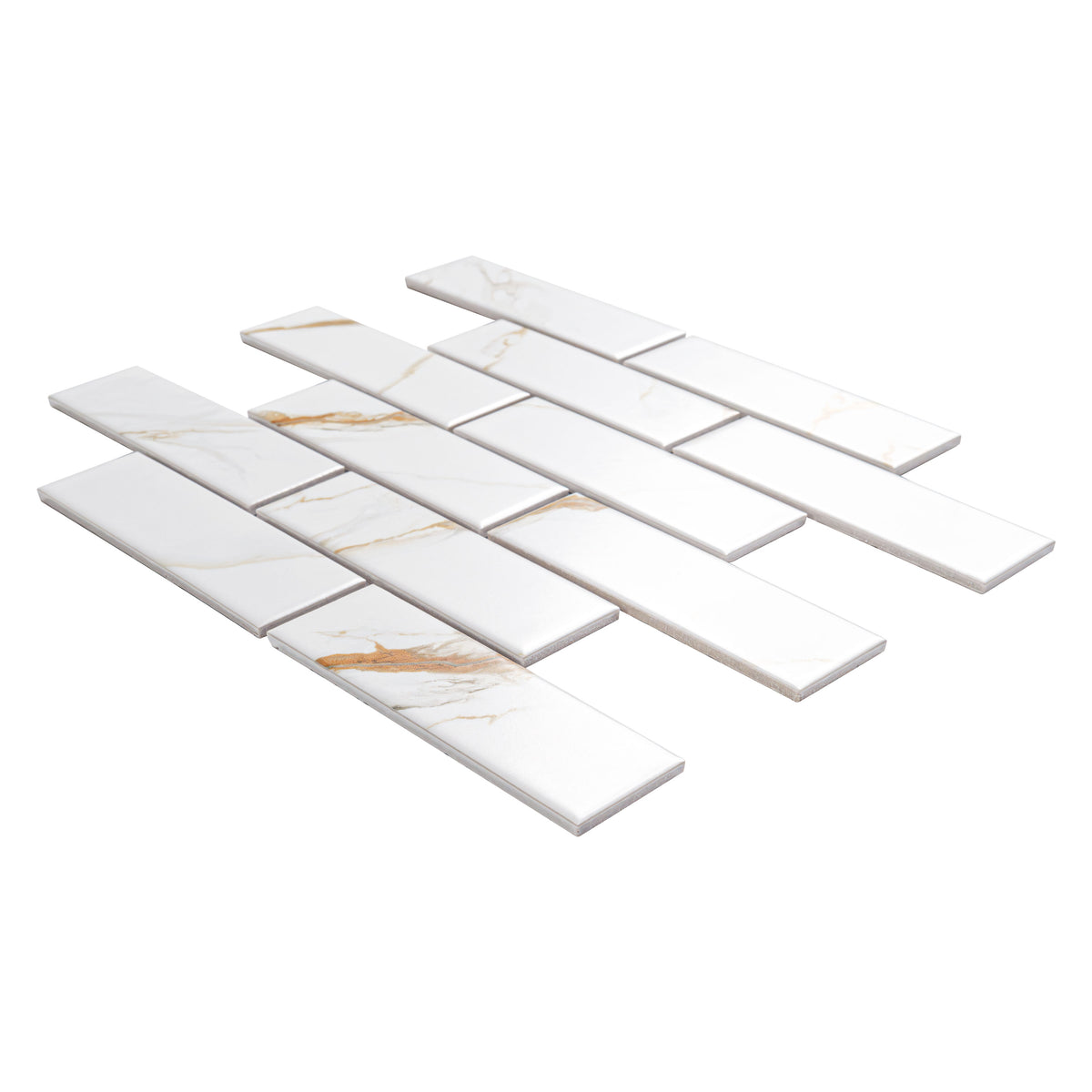 MSI Calacatta Gold 2 x 6 Matte Porcelain mosaic (SMOT-PT-CALGLD-2X6M) – MSI product image
