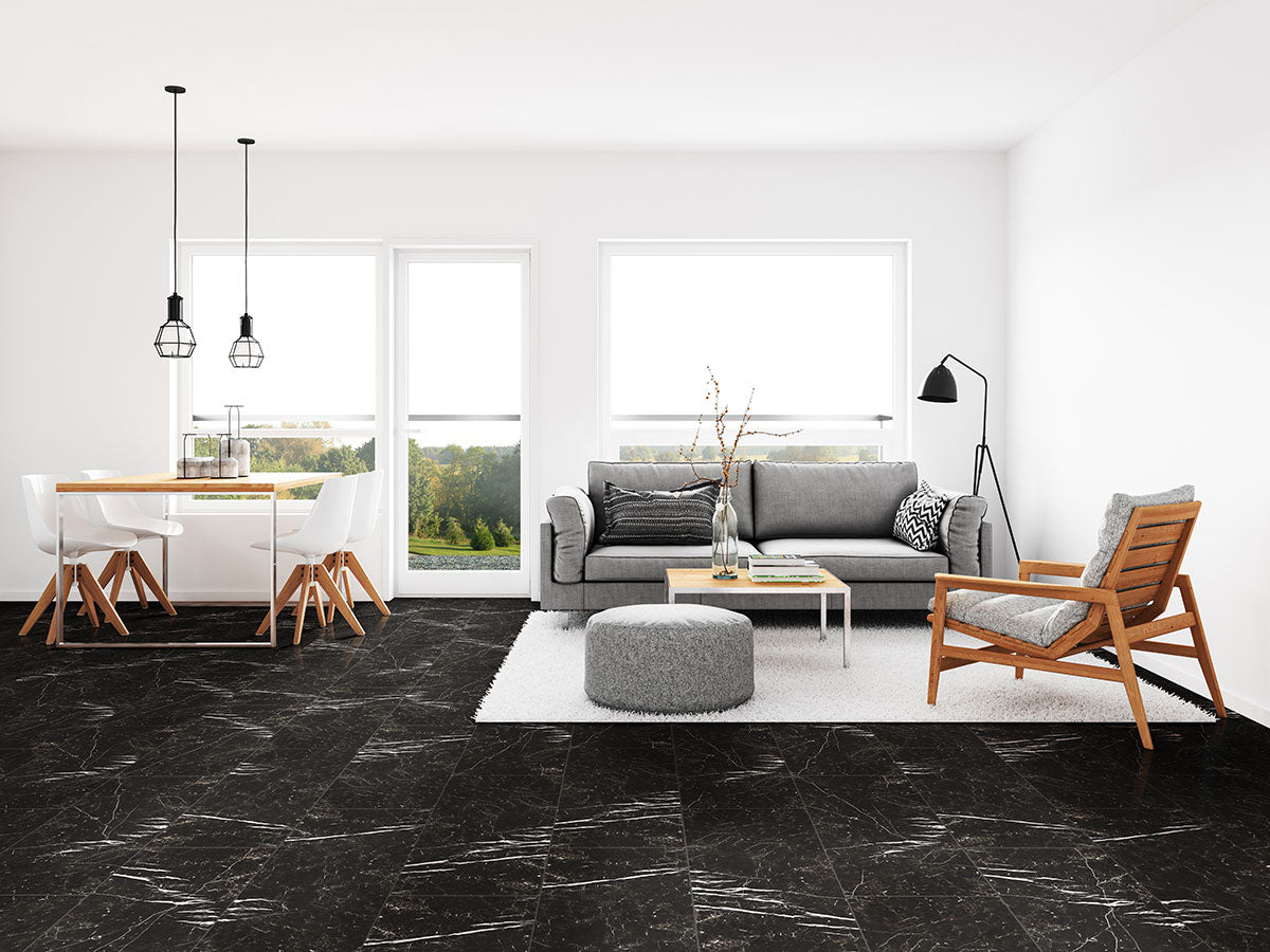 MSI Regallo Marquina Noir 2 x 2 Matte Porcelain mosaic (NREGMARNOI2X2) – MSI room scene